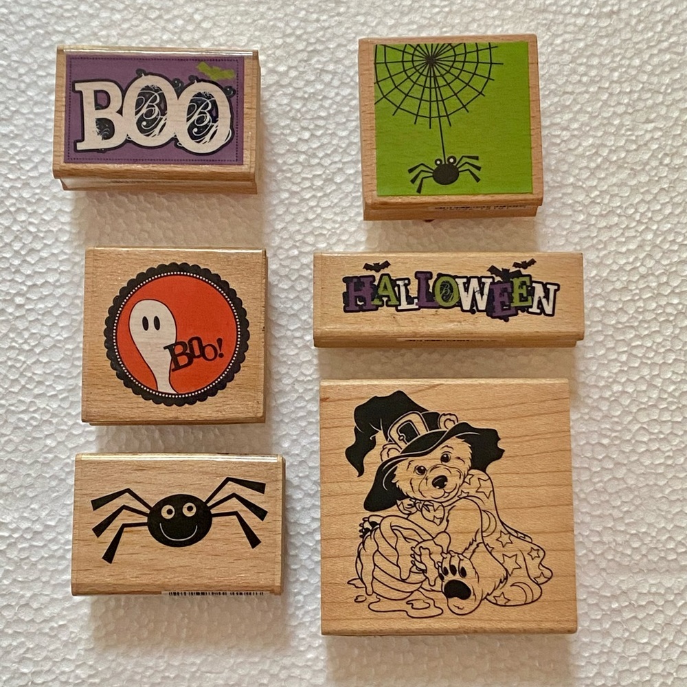 NWT 6pc HALLOWEEN RUBBER STAMP BUNDLE - INCLUDES EVERYTHING SEEN HERE-